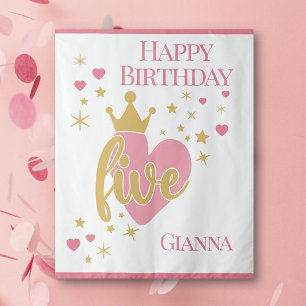 Tenture Joyeux 5ème anniversaire Personnalisé