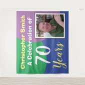 Tenture Joyeux 70e anniversaire avec photo (Devant)