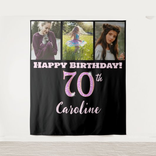 Tenture Joyeux 70e anniversaire fête, Parties scintillant (Devant)