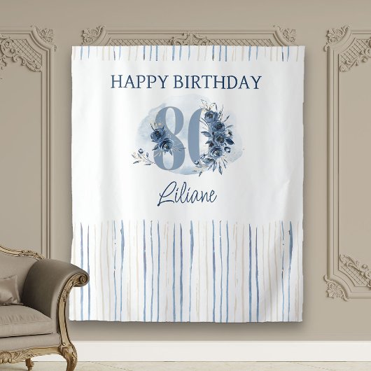 Tenture Joyeux 80e anniversaire Côte Bleue Floral Numéro 8