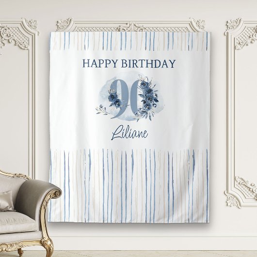 Tenture Joyeux 90e anniversaire Côte Bleue Floral Numéro 9
