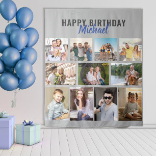 Tenture Joyeux Anniversaire 11 Collage de Photos Personnal