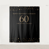 Tenture Joyeux Anniversaire 60 Ans Personnalisable Noir Or (Devant)