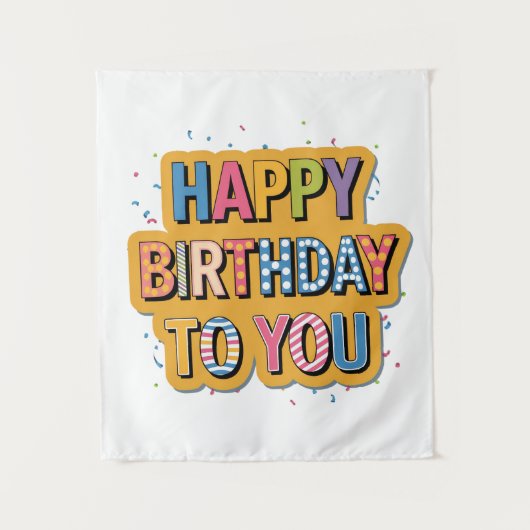 Tenture Joyeux anniversaire à motifs (Devant)