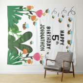 Tenture Joyeux Anniversaire Abeilles Fleurs Fond de Jardin (En situation (horizontale))