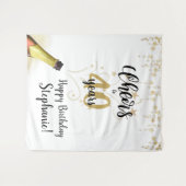 Tenture Joyeux anniversaire # ANS Fond noir or doré (Devant (Horizontal))