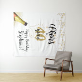 Tenture Joyeux anniversaire # ANS Fond noir or doré (En situation (horizontale))