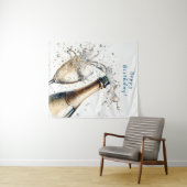 Tenture Joyeux Anniversaire au champagne pétillant (En situation (horizontale))