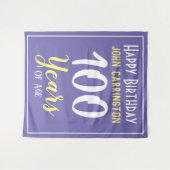 Tenture Joyeux Anniversaire avec Nom & Âge 100 Ans Tapisse (Devant (Horizontal))