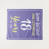 Tenture Joyeux Anniversaire avec Nom & Âge 18 Ans Tapisser (Devant (Horizontal))