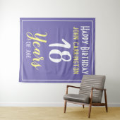 Tenture Joyeux Anniversaire avec Nom & Âge 18 Ans Tapisser (En situation (horizontale))