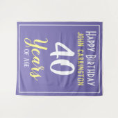 Tenture Joyeux Anniversaire avec Nom & Âge 40 Ans Tapisser (Devant (Horizontal))