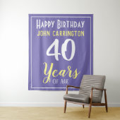 Tenture Joyeux Anniversaire avec Nom & Âge 40 Ans Tapisser (En situation)