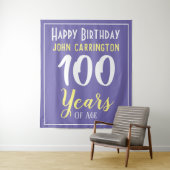 Tenture Joyeux anniversaire avec nom et âge 100 ans Tapiss (En situation)