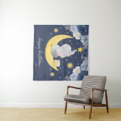 Tenture Joyeux Anniversaire Bébé Éléphant sur la Lune (En situation (horizontale))