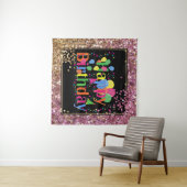 Tenture Joyeux anniversaire célébration paillettes (En situation (horizontale))