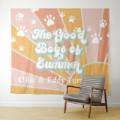 Tenture Joyeux Anniversaire Chien Empreinte de Patte Solei (En situation (horizontale))