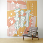 Tenture Joyeux Anniversaire Chien Empreinte de Patte Solei (En situation)