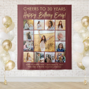 Tenture Joyeux Anniversaire Collage de Photos Fête Bordeau