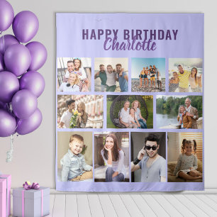Tenture Joyeux Anniversaire Collage Personnalisé 11 Photos