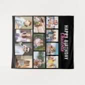 Tenture Joyeux Anniversaire Collage personnalisé avec 11 p (Devant (Horizontal))