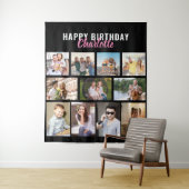 Tenture Joyeux Anniversaire Collage Personnalisé de 11 Pho (En situation)