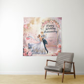 Tenture Joyeux Anniversaire de Mariage Murale #3 (En situation)