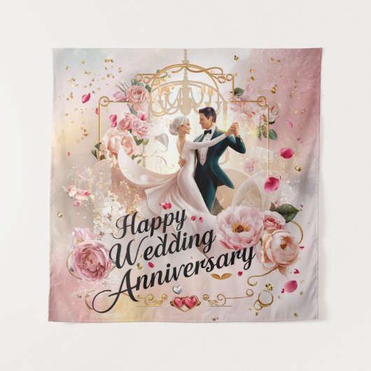 Tenture Joyeux Anniversaire de Mariage Murale #6 (Devant)