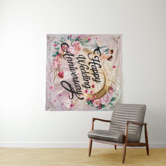 Tenture Joyeux Anniversaire de Mariage Murale #7 (En situation (horizontale))