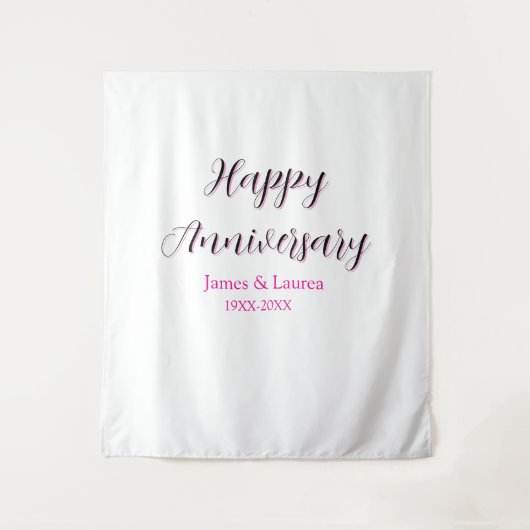 Tenture Joyeux anniversaire de mariage nom date année simp (Devant)