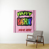 Tenture Joyeux anniversaire et nom personnalisé (En situation)