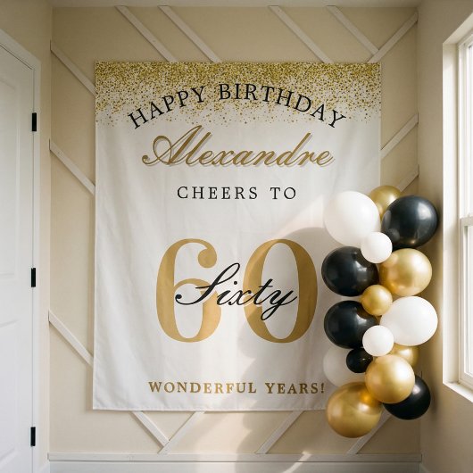 Tenture Joyeux Anniversaire, Félicitations pour 60 Ans de