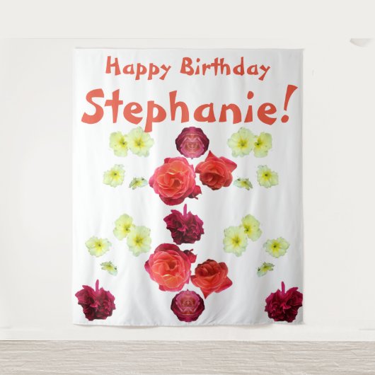 Tenture Joyeux Anniversaire fille stephanie femme dame (Devant)