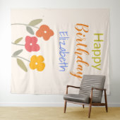 Tenture Joyeux Anniversaire Floral Blooms nom personnalisé (En situation (horizontale))