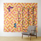 Tenture Joyeux Anniversaire Grand-mère Motif Papillon à Co (En situation (horizontale))