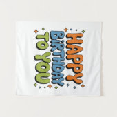 Tenture Joyeux Anniversaire Groovy (Devant (Horizontal))