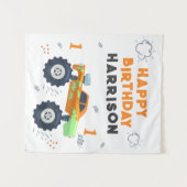 Tenture Joyeux Anniversaire Moderne Monster Car Trucks Nom (Devant (Horizontal))