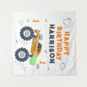 Tenture Joyeux Anniversaire Moderne Monster Car Trucks Nom (Devant (Horizontal))