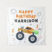 Tenture Joyeux Anniversaire Moderne Monster Car Trucks Nom (Devant)