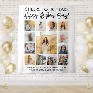 Tenture Joyeux anniversaire moderne photo Collage Party Si