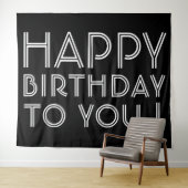 Tenture "Joyeux Anniversaire !" | Noir et Blanc (En situation (horizontale))