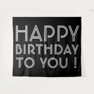 Tenture "Joyeux Anniversaire !" Noir et Blanc