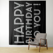 Tenture "Joyeux Anniversaire !" | Noir et Blanc (En situation)