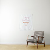 Tenture Joyeux Anniversaire Rose Orange Nom Simple Année L (En situation)