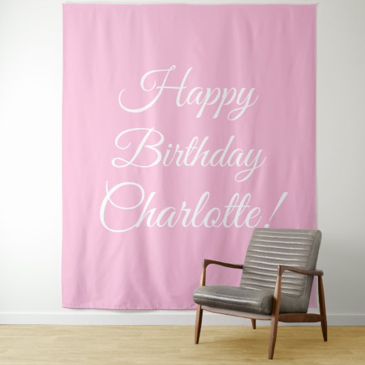 Tenture Joyeux Anniversaire texte de nom de script personn (En situation)