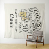 Tenture Joyeux Anniversaire Typographie Cheers And Beers T (En situation (horizontale))