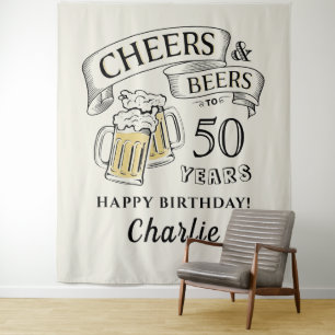 Tenture Joyeux Anniversaire Typographie Cheers And Beers T