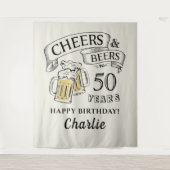 Tenture Joyeux Anniversaire Typographie Cheers And Beers T (Devant)