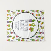 Tenture Joyeux Cactus Mignon en Pots de Fleurs Anniversair (Devant (Horizontal))