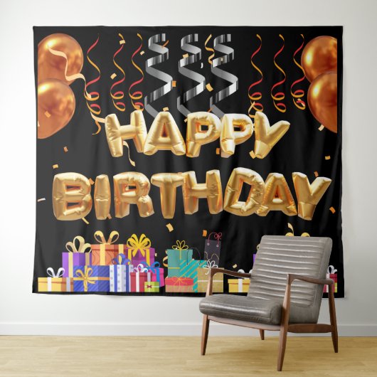 Tenture Joyeux cadre d'anniversaire (En situation (horizontale))